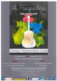 Messe en langue corse suivie d'un concert polyphonique gratuit. Le vendredi 20 janvier 2017 à Marseille. Bouches-du-Rhone.  18H30